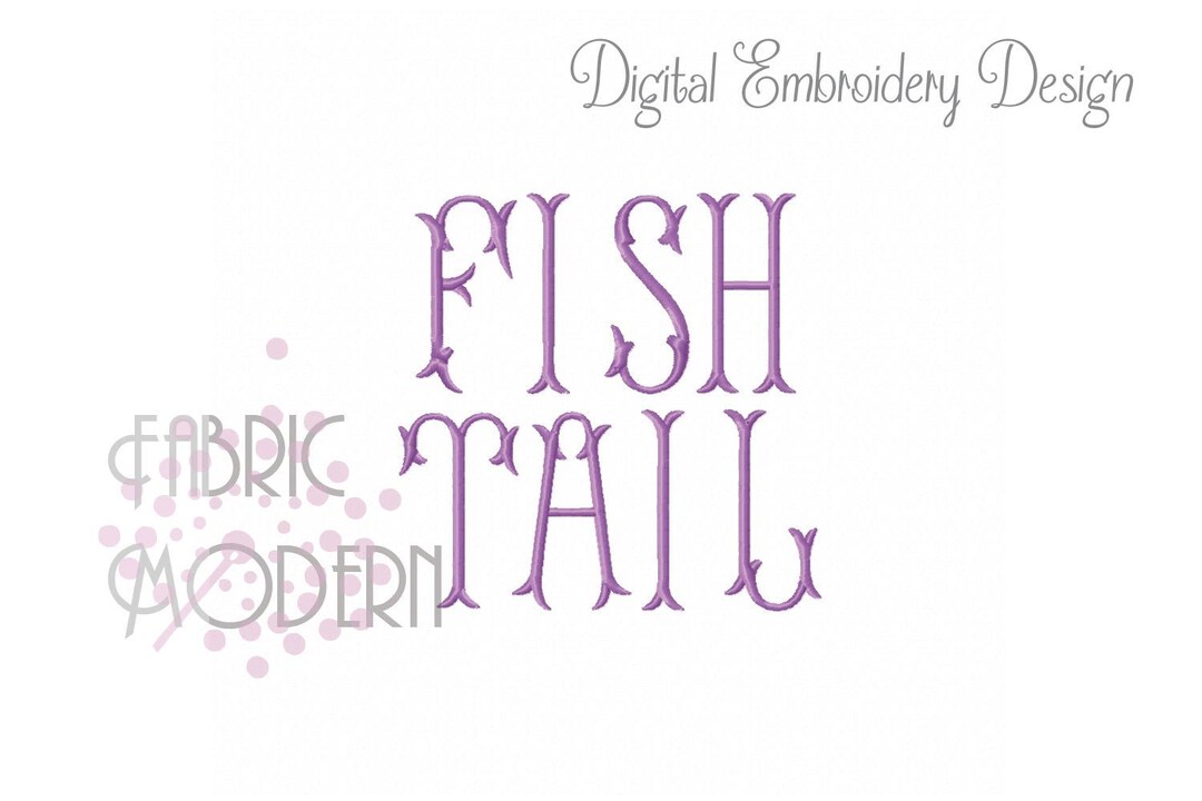 2.5 Inch Fishtail Satin Embroidery Design Monogram Font Embroidery ...