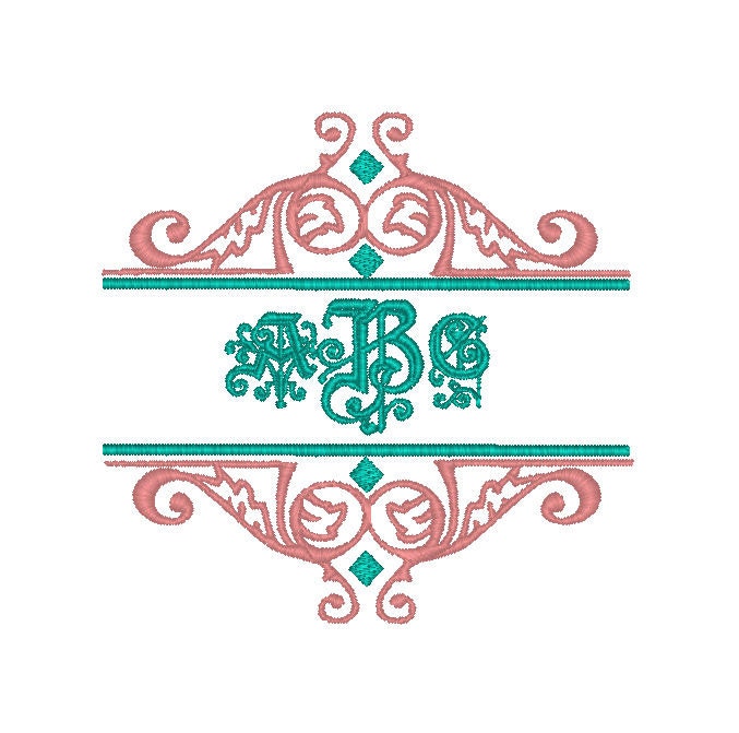 Machine Embroidery Design, Split Monogram Frame, Fancy Border, Vintage ...