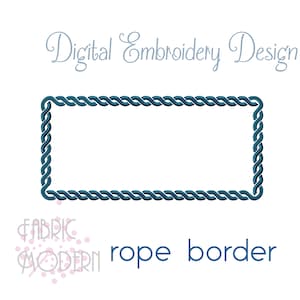 May include: Digital embroidery design of a blue rope border. The design is for a rectangular frame.