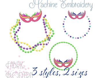 Mardi Gras Mask collection embroidery design 4x4 and 5x7 hoop #1154