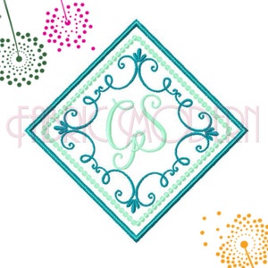 MONOGRAM FRAME  wedding design  traditional embroidery  Victorian Embroidry  Embroidery Design  two color frame  three sizes  #588