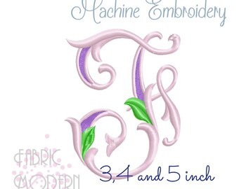 SEVEN DESIGNERS IN MONOGRAM / F．Baudot Letter F MONOGRAM Embroidery Design Large Vintage Single #1128-F