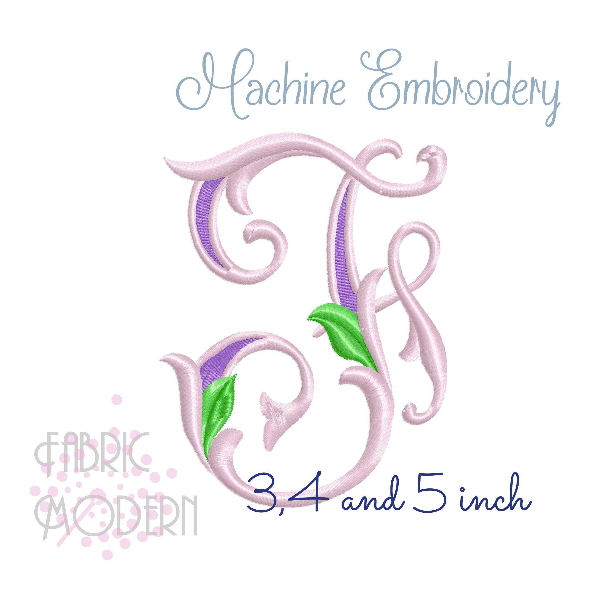Letter F MONOGRAM Embroidery Design Large Vintage Single #1128-F