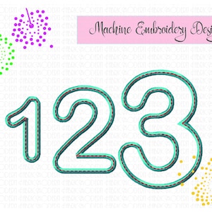 Applique Numbers  rounded numbers  numerals  0 through 9  embroidery fonts birthday numbers  2  3 and 4 inches tall  #896