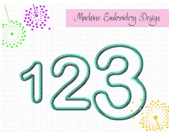 Applique Numbers  rounded numbers  numerals  0 through 9  embroidery fonts birthday numbers  2  3 and 4 inches tall  #896