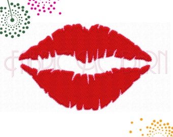 Kissing Lips Machine Embroidery Design: Red Lips Collection (1-5.5 inch) (Instant Download)