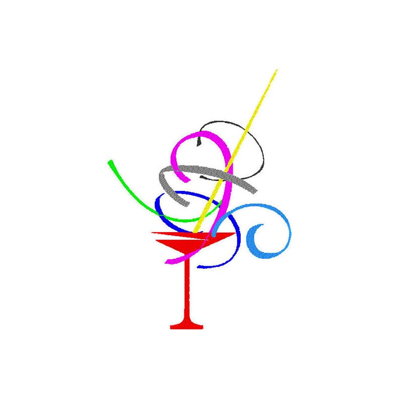 Machine Embroidery Design Modern Fancy Martini Glass 5x7 and Etsy