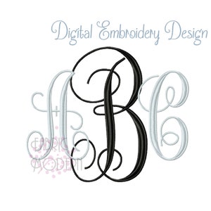 Large 5 inch INTERLOCKING VINE MONOGRAM Font Embroidery Font monogram alphabet 5 inch  #1026