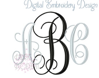 In elkaar grijpend wijnstokmonogramborduurlettertype (5 inch) (digitale download)