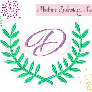 LAUREL WREATH embroidery design for monograms and wedding gift  Machine Embroidery   monogram frame border  6 sizes  modern