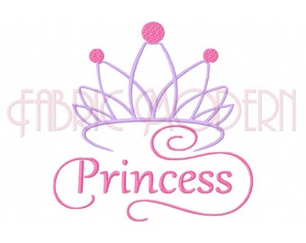 PRINCESS Machine Embroidery Design   fancy script &quot;Princess&quot; with tiara  ornamental flourish multiple sizes   #465