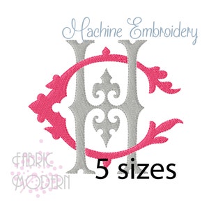 CH HC MONOGRAM Embroidery Design Antique two letter design
