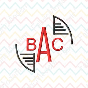 Embroidery Font ART DECO MONOGRAM alphabet Design, 3 inch with frame on each center letter, two full alphabets, #501