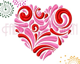 Maskinbroderidesign med VALENTINE-HJÄRTA. Fem storlekar för 4x4 och 5x7 ringar #604.