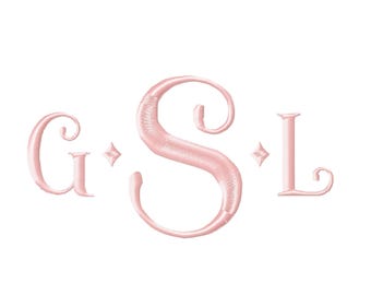 3 inch Gibson Modern monogram font Embroidery Design   #1174-3