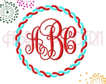 ROPE MONOGRAM FRAME Machine Embroidery Design  Rope Circle Border in multiple sizes #209a