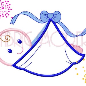 BABY BUNDLE Machine Embroidery Design Applique&#39;, 5x7 and 6x8, Perfect for new baby gift, Add a name and birthday, baby in a blanket, #724
