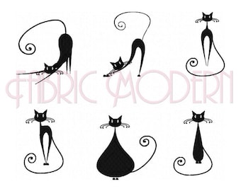 Diseño de bordado de GATOS Seis gatos modernos especialmente para aros de 4x4 gatito gato majestuoso gato gordo gato flaco #420