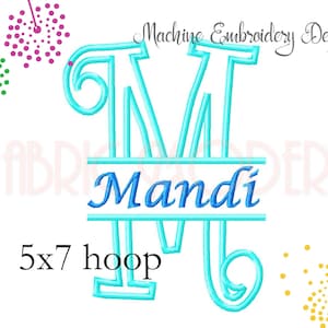 CURLZ SPLIT Embroidery monogram Applique&#39; alphabet Embroidery Font Design  for 5x7 hoop  All letters includes bx  #564