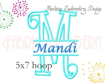 CURLZ SPLIT Embroidery monogram Applique' alphabet Embroidery Font Design  for 5x7 hoop  All letters includes bx  #564