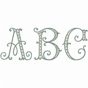 Letras del alfabeto para bordado a máquina de dos colores "Las mil y una noches" de 2 pulgadas #1012-2