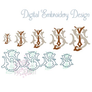JS MONOGRAM Embroidery Design Large vintage two letters