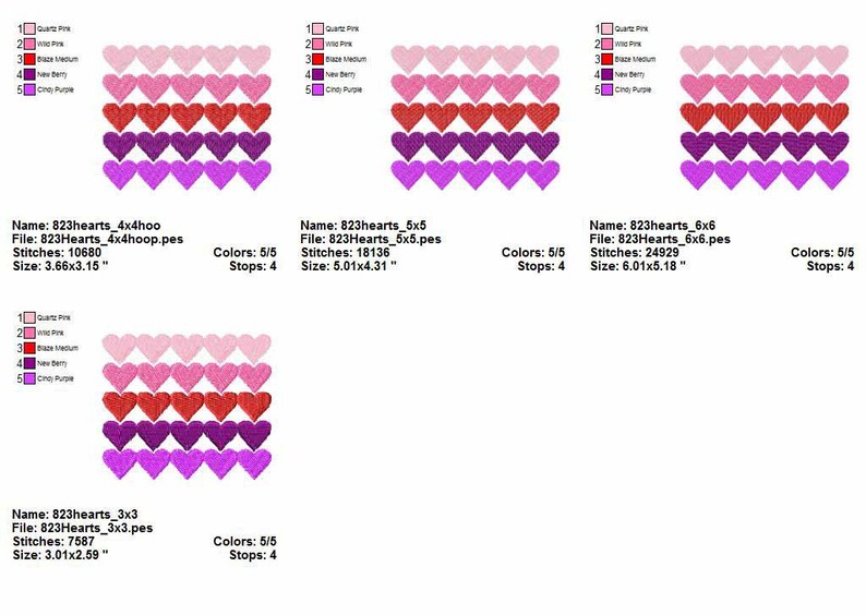 Row of Hearts Embroidery Design Block Design Valentines Design - Etsy