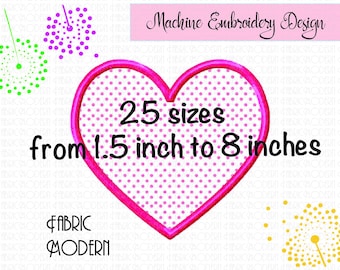 Heart Applique Embroidery Design Heart embroidery design Embroidery Valentine heart Applique design heart Love applique 25 sizes #927