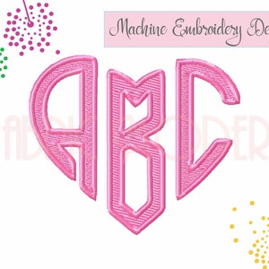 3" HEART MONOGRAM Embroidery Font Design  BX  #837-3