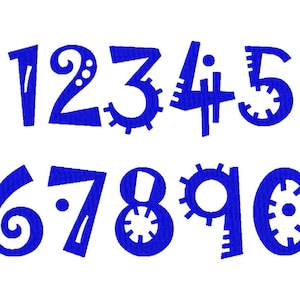 Numbers Embroidery Design   Jokerman font numbers 0 through 9  3in and 4in  BX  #339
