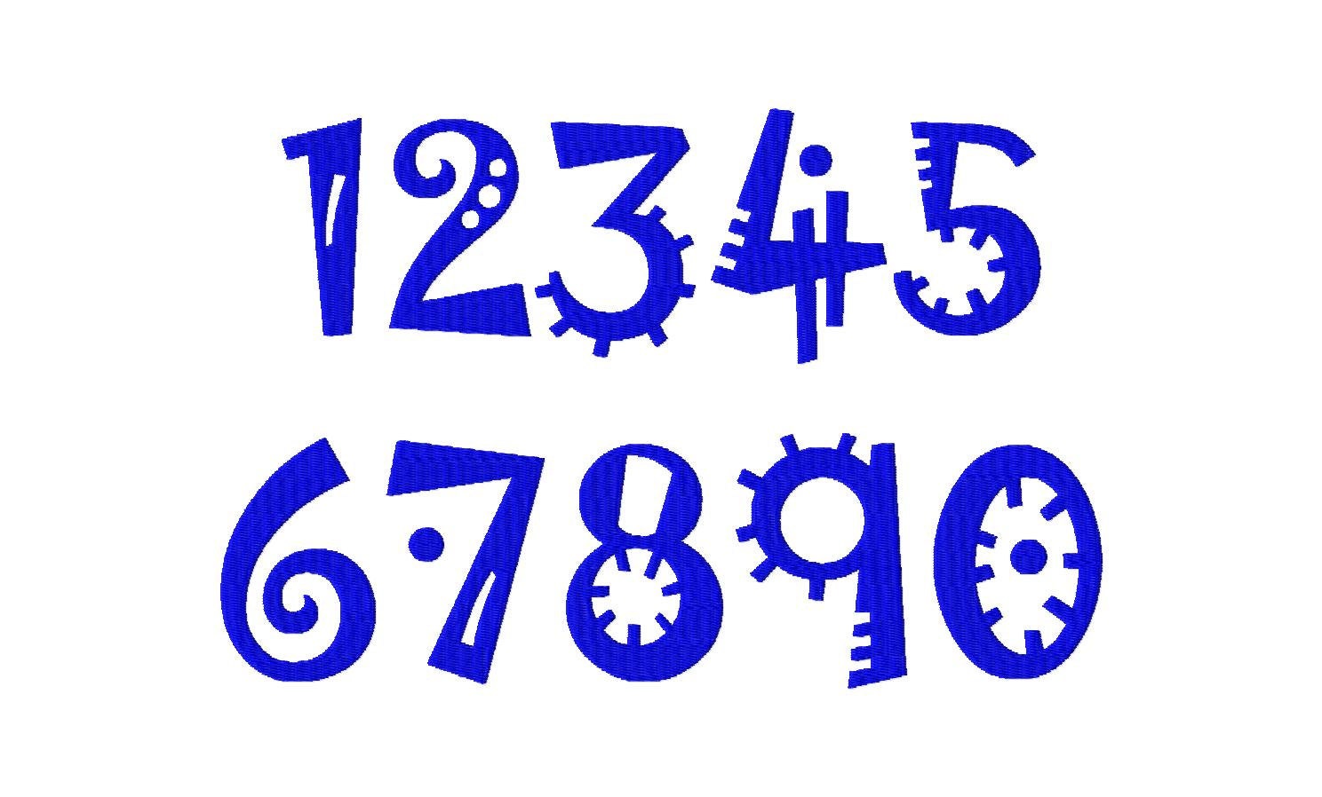 Numbers Embroidery Design Jokerman Font Numbers 0 Through 9 3in