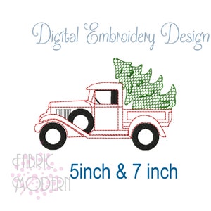 Christmas Tree Farm Truck Machine Embroidery Design #1018