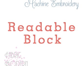Readable Block Embroidery font alphabet 3 sizes #1161