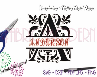 REGAL SPLIT MONOGRAM Crafting design file  for cutting and printing  svg  dxf   pdf  png  jpg #C121