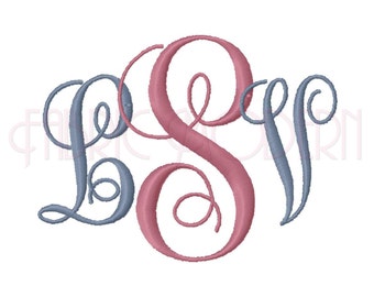 small INTERLOCKING VINE MONOGRAM Font Embroidery Font Small  1  1.5 & 2 inch  bx  Small size monogram alphabet  #526