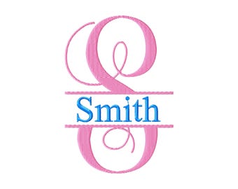 4 and 6 inch VINE SPLIT letter MONOGRAM Embroidery Font   All letters #494