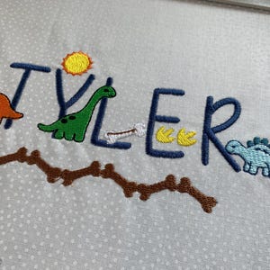 1.5 inch Dinosaur Charms Embroidery Font with 7 decorative charms for a custom name design #1289 image 2