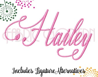 2 inch Hailey SCRIPT FONT with alternatives embroidery fonts Embroidery Design calligraphy font script font wedding font  #672