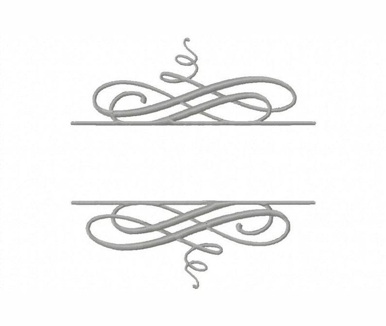 DELADE MONOGRAMRAM Maskinbroderidesign flera storlekar #444 bild 1