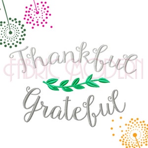Thankful Grateful Embroidery Design  typography design  thankful design  grateful design  harvest design  thanksgiving