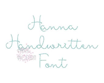 1" Hanna Handwriting Hand stitch Script Machine Embroidery Font