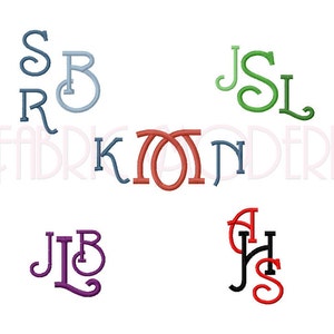 VERSATILE MONOGRAM Font Embroidery  three sizes  bx  monogram alphabet  1&quot;  1.5&quot; and 2&quot; #529