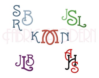 VERSATILE MONOGRAM Font Embroidery  three sizes  bx  monogram alphabet  1"  1.5" and 2" #529