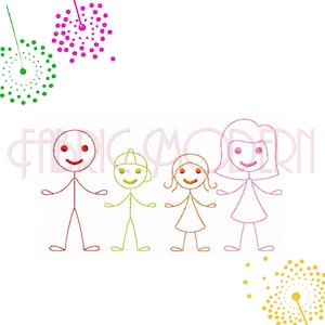 STICK FIGURES Embroidery Design Collection  Stick family  mom  dad  boy  girl 14 designs for 4x4 hoops