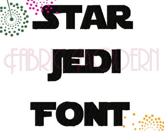 JEDI Embroidery Font Design movie font block font 1 & 2 inch #607