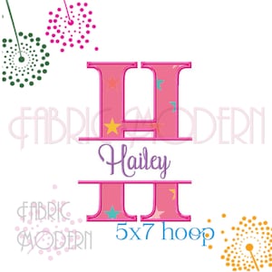 SPLIT applique&#39; alphabet MONOGRAM Embroidery Font Design  for 5x7 inch hoop  All letters includes bx  #685