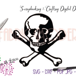 SKULL CROSSBONES Digital Craft file for framing or Silhouette  Cricut  svg cutting file  Vinyl Cut Clip Art  #C495