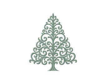 Christmas Embroidery design filagree Tree #1294