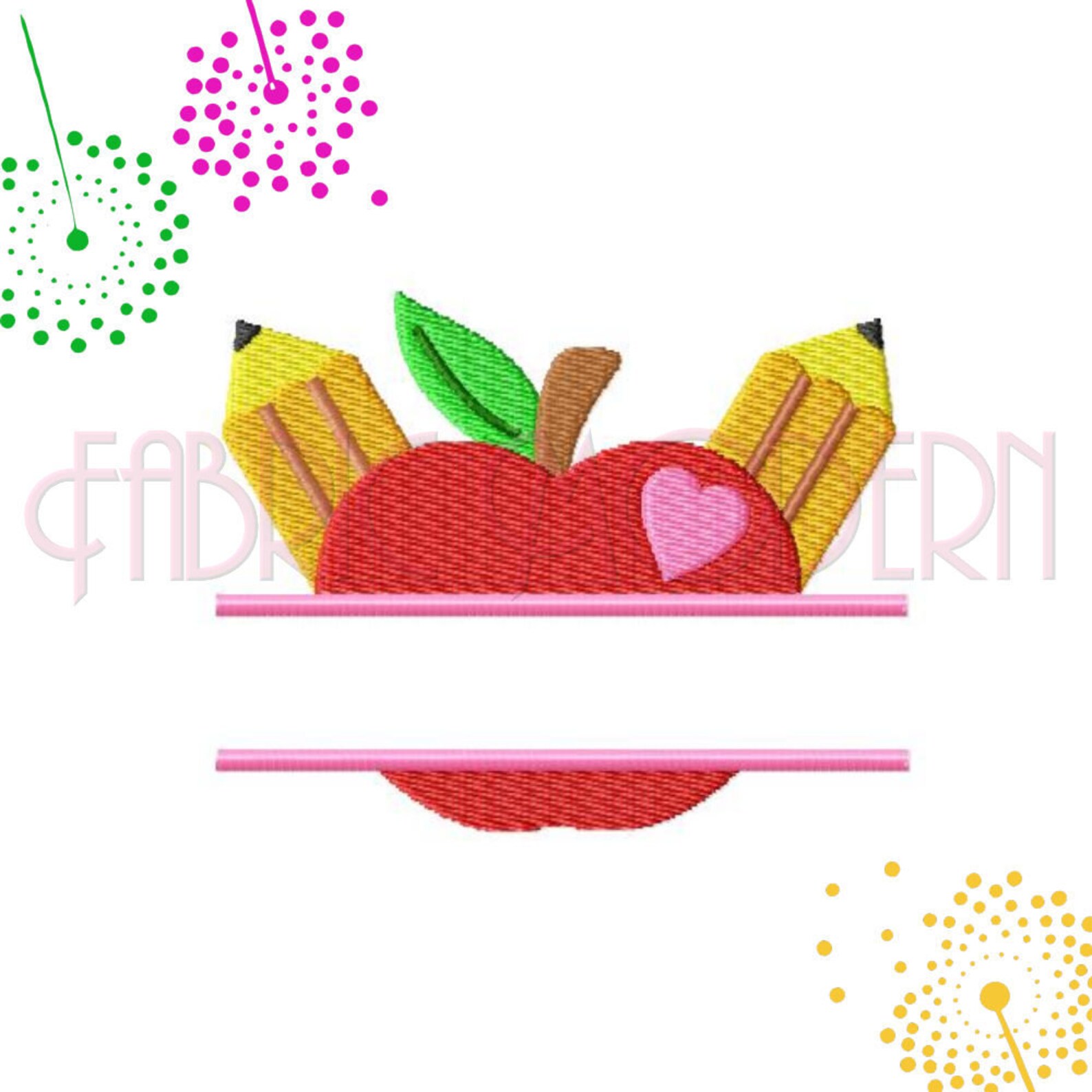 APPLE FOR TEACHER Monogram Split Frame Machine Embroidery Etsy