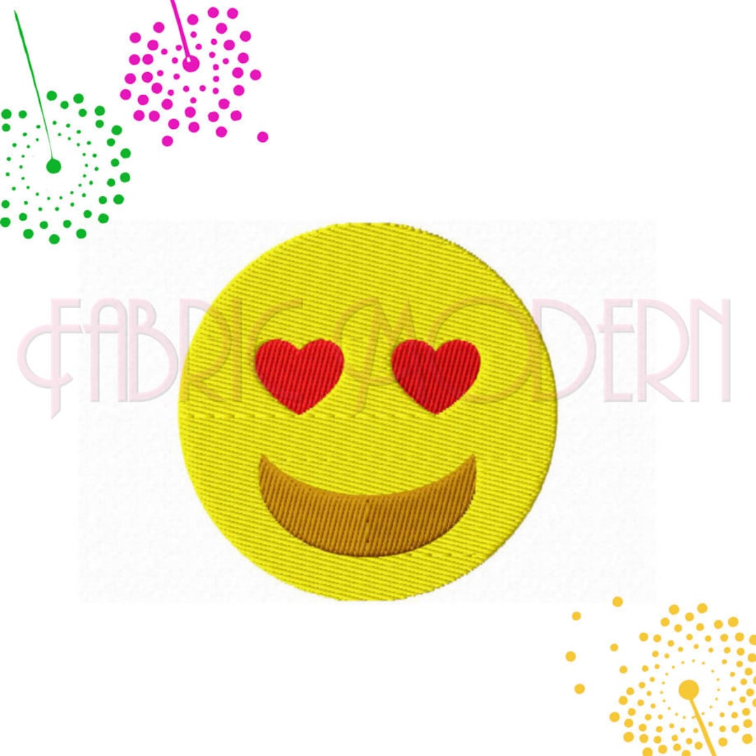 Heart Eyes Emoji Embroidery Design Collection Happy Face Emoticon Applique'  3 Designs for 4x4 Hoops #433 - Etsy, image size:1080x1080
